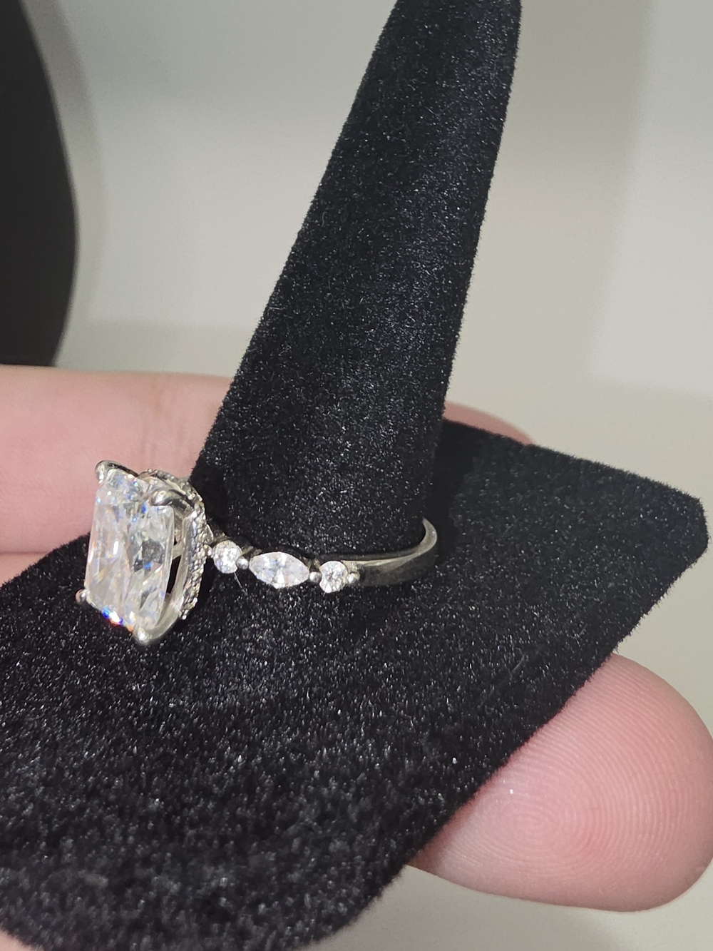 3ct Moissanite Radiant Cut 18k White Gold Over S925 AU750 Size 9 - Picture 3 of 8